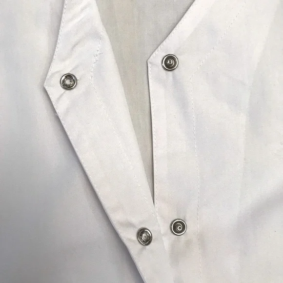 Adar Medical Scrubs Top NEW Plus Size 2XL White Short Sleeve Snap Button V Neck - Picture 7 of 7